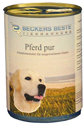 Beckers Beste Tiernahrung - getreidefrei Hundefutter Pferd pur 12x 410 g - Nassfutter für Hunde - Dosenfutter Allergie – Barf verzehrfertig- für große & kleine Hunde