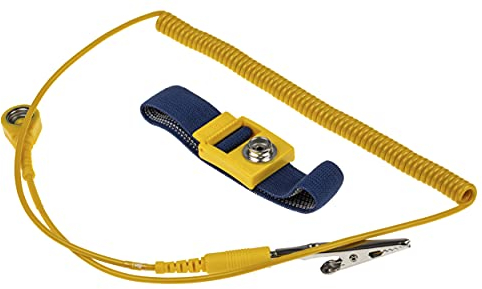 ESD Armband Verstellbar mit Kabel Einadrig, 10mm Druckknopf, 1MΩ, 1.8m