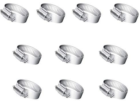 Hose Clamp, 10 Pieces Stainless Steel Adjustable 13-19mm Range Worm Gear Hose Clamp, Fuel Line Clamp for Plumbing, Automotive and Mechanical Applications (3/4iinches)
