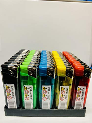 King Karan® Elektronisches Feuerzeug, 5 Farben, kindersicher, 50 Stück