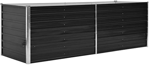 Goliraya Hochbeet Pflanzbeet Kräuterbeet Blumentopf Blumenkasten Blumenkübel Metall Gartenbeet Frühbeet Garten Blumenhochbeet für Terrasse & Garten Anthrazit 240 x 80 x 77 cm Verzinkter Stahl