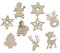 72 STK Holzteile Elch Rentier REH Baum Stern Schneeflocke Weihnachtsmann Hirsch oth9142 braun Natur Weihnachtsdeko Basteln Holz 72er Set Schneeflocken 4cm Winter Weihnachten Basteln Kindergarten