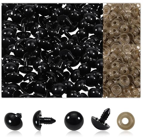 TOAOB 150 Stück Sicherheitsauge 20mm Schwarz Kunststoff Basteln Puppen Augen Knopfaugen mit Unterlegscheiben für Häkeltiere Puppe Marionette Plüschtier Teddyaugen