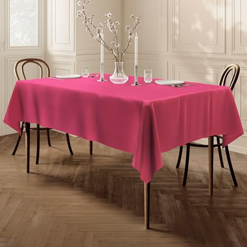 Home Direct Nappe de qualité Lourde, Facile d'entretien, Rectangulaire 140 x 240 cm Uni Rose Fuchsia