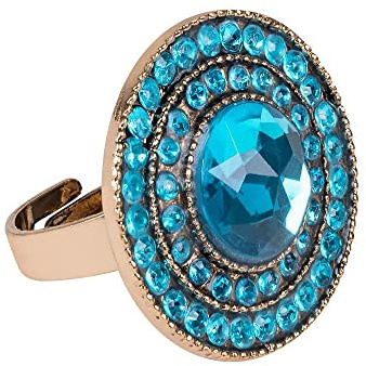 Boland 64424 - Ring Topaz of Nile, gold-türkis, für Erwachsene, Modeschmuck, Fingerring mit Schmucksteinen, Ägypterin, Cleopatra, Karneval, Fasching, Fastnacht, Mottoparty, Halloween
