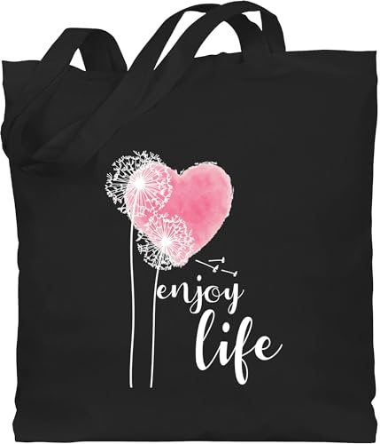 Shirtracer - Baumwolltasche - Sprüche Statement - Pusteblume Enjoy Life weiß/rosa