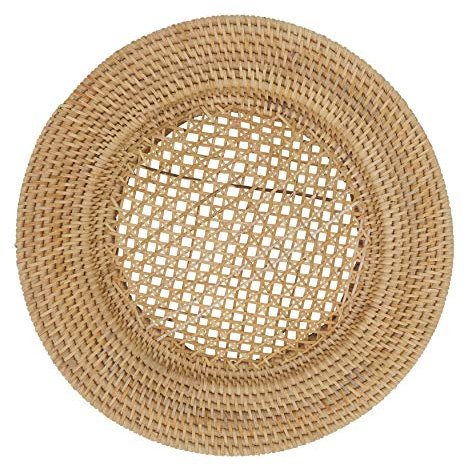 SARO LIFESTYLE CH714.N13R Sousplat Collection Handmade Rattan Charger Plates (Set of 4), 100%, Natural