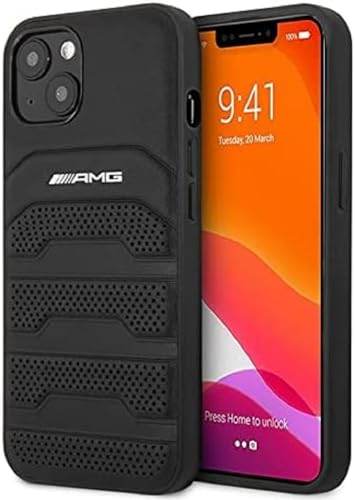 AMG AMHCP13XGSEBK hülle für iPhone 13 Pro Max 6,7 schwarz Leather Debossed Lines