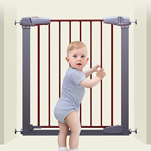 Sywlwxkq Baby-Tor mit automatischer Türschließung, Sicherheitsgitter druckmontiert für Treppentüren Kinder oder Haustiere, 30 Zoll Höhe (Farbe: Grau+Rot, Größe: 83-86cm)