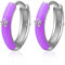 Pendientes de Aro Púrpura - Qings Pequeños Pendientes de Aro Plata de Ley 925 Colores Esmalte Purple Earrings Regalos de Cumpleanos