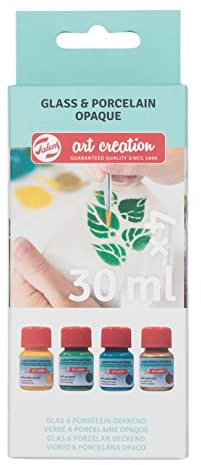 Talens Art Creation Set deckende Glas- & Porzellanfarbe mit 4 Farben | Grün, Waldgrün, Gelb & Gold