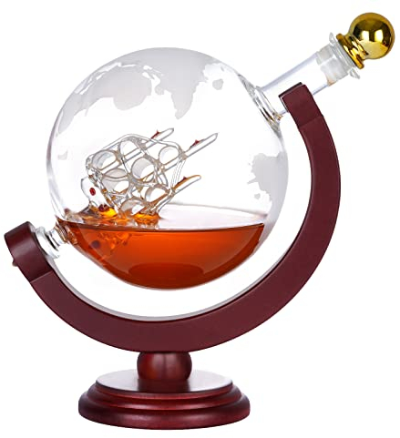 Oaksea Whiskey-Globus-Dekanter, 1000 ml, Geschenke für Männer, Vater, Jahrestag, einzigartige Geschenke für ihn, Ehemann, Freund, Geburtstag, Weihnachten, Strumpffüller für Opa, Bourbon-Wein,