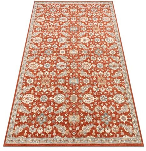 rugsx Wollteppich SOHO OSTA Kollektion 477.07.LA300, 100% Wolle, klassisch, Blumen, Rahmen, Oeko-TEX Zertifiziert, terrakotta/blau 160x240 cm