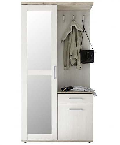AVANTI TRENDSTORE -Rieti- Guardaroba completo in larice bianco e rovere San Remo, con specchio e cassetto incluso. Misure: LAP 100x191x38 cm.