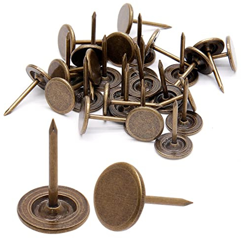 Piutouyar Bronze Flat Head Upholstery Tacks, Decorative Tack, Furniture Tacks Pins 11mm x 17mm / 0.43 Inch x 0.67 Inch, Upholstery Nails for Sofa, Door, Jewelry Box(100Pcs)