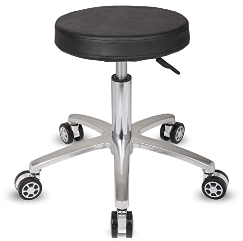 Staboos Rollhocker bis 160 kg - Gel-Polster Sitz rund - Praxishocker mit Rollen - Drehhocker höhenverstellbar (50 cm bis 65 cm) Rundhocker