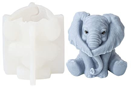 Xidmold 3D Elefant Silikonform, Tier Elefant Kerzenform Seifenform, Elefant Silikon Backform Kuchenform für Fondant, Tortendeko, Schokolade, Seife, Sojawachs Kerzen, Handwerk (A)