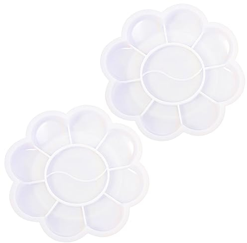 2 Pièces Palettes à Peinture en Plastique en Forme de Fleur de Prunier, Palette de Peinture, Palette D'artiste, Palette en Plastique, Pour Peinture Artistique, Peinture Extérieure (Blanc)