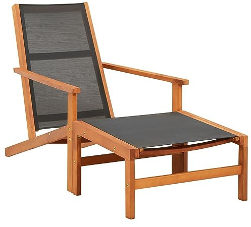 Chusui Gartenstuhl mit Fußablage, Gartensessel, Campingstuhl, Terassenstühle, Gartenmöbel, Balkon Stühle, Balkonstuhl, Stühle Für Draußen, Hochlehner, Eukalyptus Massivholz und Textilene