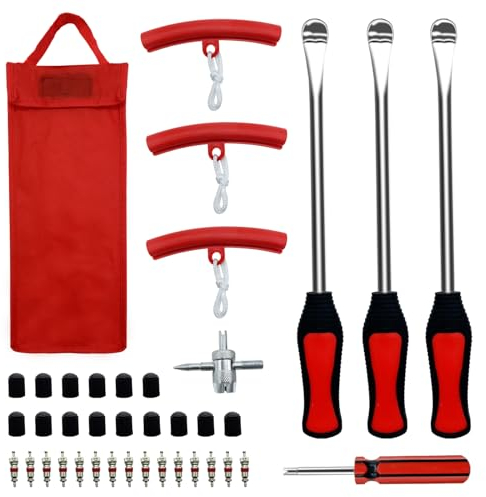 WAIZHIUA 39Pcs Tyre Lever Tool Set Tire Changing Spoons Lever Kit with 3pcs 30cm Tyre Lever Spoon for Repairing Changing Motorcycle Bike Bicycle MTB Car Tyre
