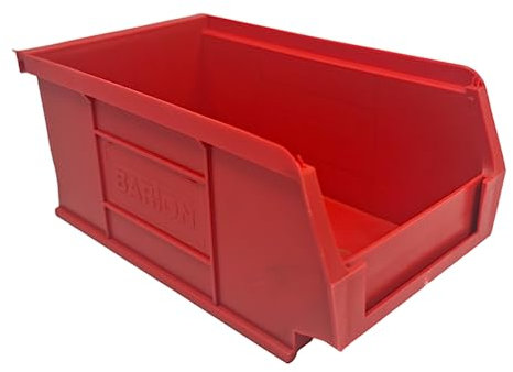 Red Storage Lin Bins | Tool Organiser Bin | Stackable Boxes for Garage | Wall Hanging Box | DIY Storage | Plastic Drawers (Small-165x100x75mm) (10 Bins)