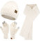 ZASFOU Damen Winter Mütze Schal Touchscreen Handschuhe Set Thermo Strickmütze Beanie Wintermütze Schals Winterschal Winterhandschuhe Geschenk für Frauen