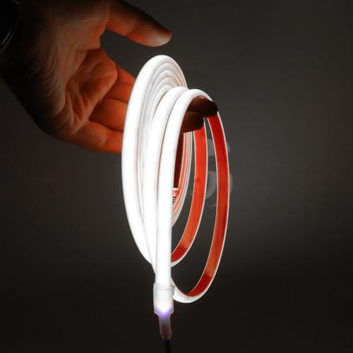 XUNATA COB Neon LED Streifen, 12V 320LEDs/m Superhell Hohe Dichte IP67 Wasserdicht, Selbstklebend Diffusion Flex Neon LED Schlauch für Heim DIY Festival Dekoration (Weiß, 2M)