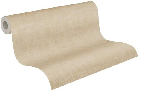 A.S. Création Jade 2 papier peint intissé avec motif raphia 10,05 m x 0,53 m - beige, taupe - papier peint expansé uni Made in Germany - 395033