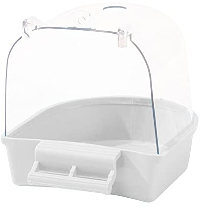 AWHAO Haustier Vogel Badebox, Wasserspender, Papageien Badewanne für Kleine Vögel, Kanarienvögel, Weiß