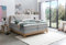 Belanoti Riviera Boxspringbett 160x200 Eiche 7-Zonen Taschenfederkern Matratze inkl Visco Topper Bett 160x200 in der Farbe Hellgrau H2/H3 Polsterbett Hotelbett mit Massivholz Eiche Massivholzbett