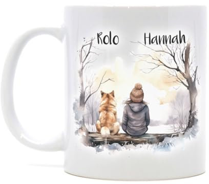 Engravables Cozy Custom Printed Mug – Personalised Gift for Dog Lovers – Cute, Funny & Heartfelt Designs – Multiple Sizes & Styles Available (11oz Ceramic Mug, Winter Woman & Dog 2)