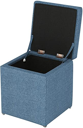 Taburete Cuadrado de Almacenamiento, Taburete bajo de Lino Textil contemporáneo para Mesa de Centro, Sala de Estar, Dormitorio, Silla de decoración del hogar