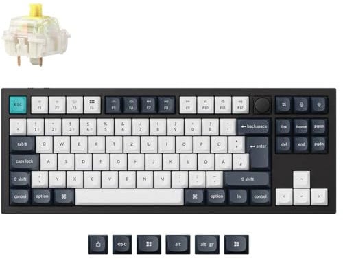 Keychron Q3 Max Kabellose mechanische Tastatur, QMK/VIA Programmierbare Vollmetalltastatur Deutsches DE-ISO TKL Layout Bluetooth/Kabelgebunden RGB mit Hot-swap-fähigem Gateron Jupiter Banana Schalter