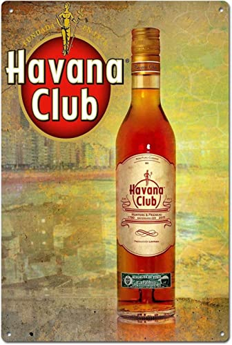 Retro Metall Blechschild Havanna Club Rum Blechschild Home Höhle Garage Bar Wanddekoration Vintage Metallschild 20,3 x 30,5 cm