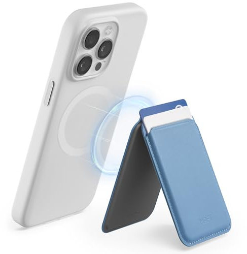 MOFT Magnetische Wallet Kompatibel mit MagSafe, Magnetische Kartenhalterung Handy Ständer für iPhone 16/15/14/13/12 Serie, MOVAS Veganes Leder Handyhalter mit 2 Kartenhaltern (Windy Blue)