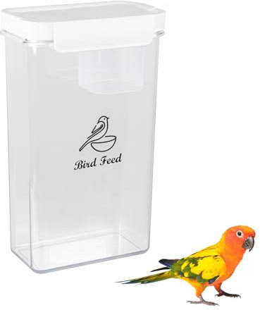 Ctomche Bird Seed Container,Airtight Bird Food Storage Container with Dual Pour Spout,2.3 L Pet Food Dispenser Bird Food Storage Bin Pet Food Storage BPA-Free Plastic Container for Bird,Dog,Cat