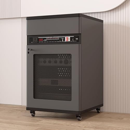 TV Rack HiFi Regal Audio Schrank,Medienaufbewahrungsschrank,AV-Schrank,mit Stauraum,Audio Video Record Player Stand Cabinet,für DVD-Player/Router im Spielzimmer oder Aufnahmeraum.(Gray,52x55x90cm)