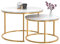 IDMarket - Lot de 2 Tables Basses gigognes Alaska Rondes 54/70 Effet marbre et Pied doré