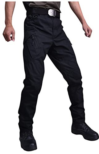 Pantalon en Lin Homme Cargo De Chasse Noir Chino Randonnée Travail Treillis Militaire Black 2XL