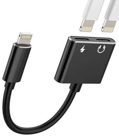 Adattatore da Lightning a Jack Audio 2in 1 Caricabatterie cuffie Connettore Cavo per iPhone 14 13 12 11 Pro per Apple per IPad Air Musica Cuffie Accessori Doppia Presa Ausiliaria Splitter
