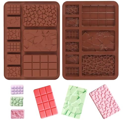 GXGM Moule Tablette Chocolat, Break-Apart Moule à Chocolat,Moule à Tablette de Chocolat en Silicone,Facile à Démouler,Moules pour Barres Protéinées et Énergétiques pour Pralines, Gaufres, 2 pièce