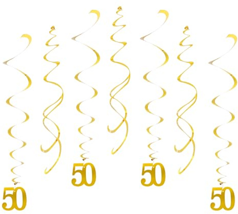 20 Stück Deko 50. Geburtstag, Deko Goldene Hochzeit 50, Mann 50 Geburtstag Deko, Hängende Dekoration Decke Aufhänger Dekoration für 50. Geburtstag, Hängende Wirbel Geburtstag