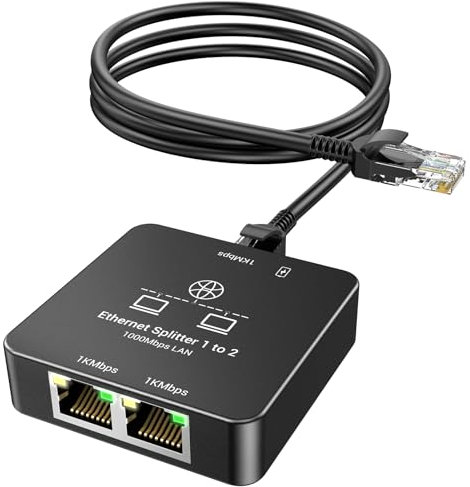 KiWiBiRD doubleur rj45 Switch ethernet 2 Port repartiteur Cable ethernet Double Sortie Splitter gigabit 1000Mbps pour câble Cat 8 7 6 5e 5 Compatible avec routeur PC Ordinateur Mac PS5 PS4 TV Box