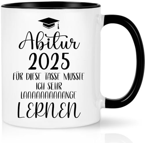 CHUIN DRUCK Abitur Geschenke Schulabschluss Geschenke zum Bestandenen Abitur Tasse - Abitur 2025 für diese Tasse ich sehr lange lernen - Abi Geschafft Geschenk Lustige Geschenkidee, 320ml Schwarz