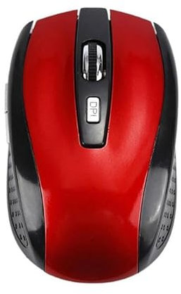 Generic 2.4G Wireless Mouse, 1600 DPI, Red, USB, Ergonomic Design, Optical, 4 Buttons, 10m Range, 2 AAA Batteries