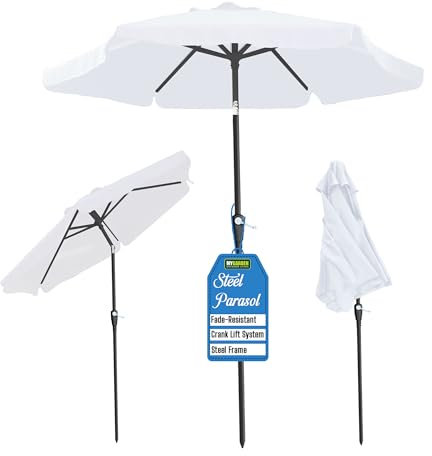 My Garden Parasol 2.2M Outdoor Parasol Umbrella with Tilt & Crank Lift – Patio Umbrella with Fade Resistant Polyester Cover & Air Vent Ideal for Garden, Beach & Outdoor Use