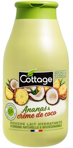 Cottage Pineapple and Coconut Creamy Shower Milk Body Wash with Natural Ingredients, Vitamin E & C for Softer, Smoother & Moisturising Skin | pH Neutral Body Cleanser Shower gel for Women, 250ml