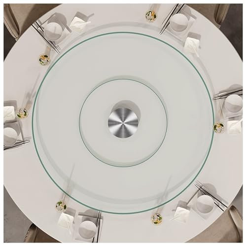 FENGZEQUAN Durchsichtiger Drehteller aus gehärtetem Glas, runde Tischplatte, drehbares Tablett, Rutschfester Esstisch, Drehteller, Servierplatte zum Teilen von Speisen, glatt/stumm(80cm/32in)