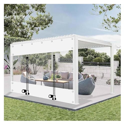 DXZXDJIU Outdoor White Transparent Tarpaulin Side Panels with Zipper - 0.3mm PVC Plastic Cover for Pergola Gazebo Patio Rain Protection(5x300cm(16.4 * 9.8ft))