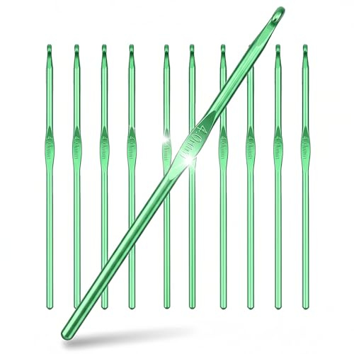 Cosyhav 10pcs Crochet Hook,Green Aluminum Crochet Hooks Set